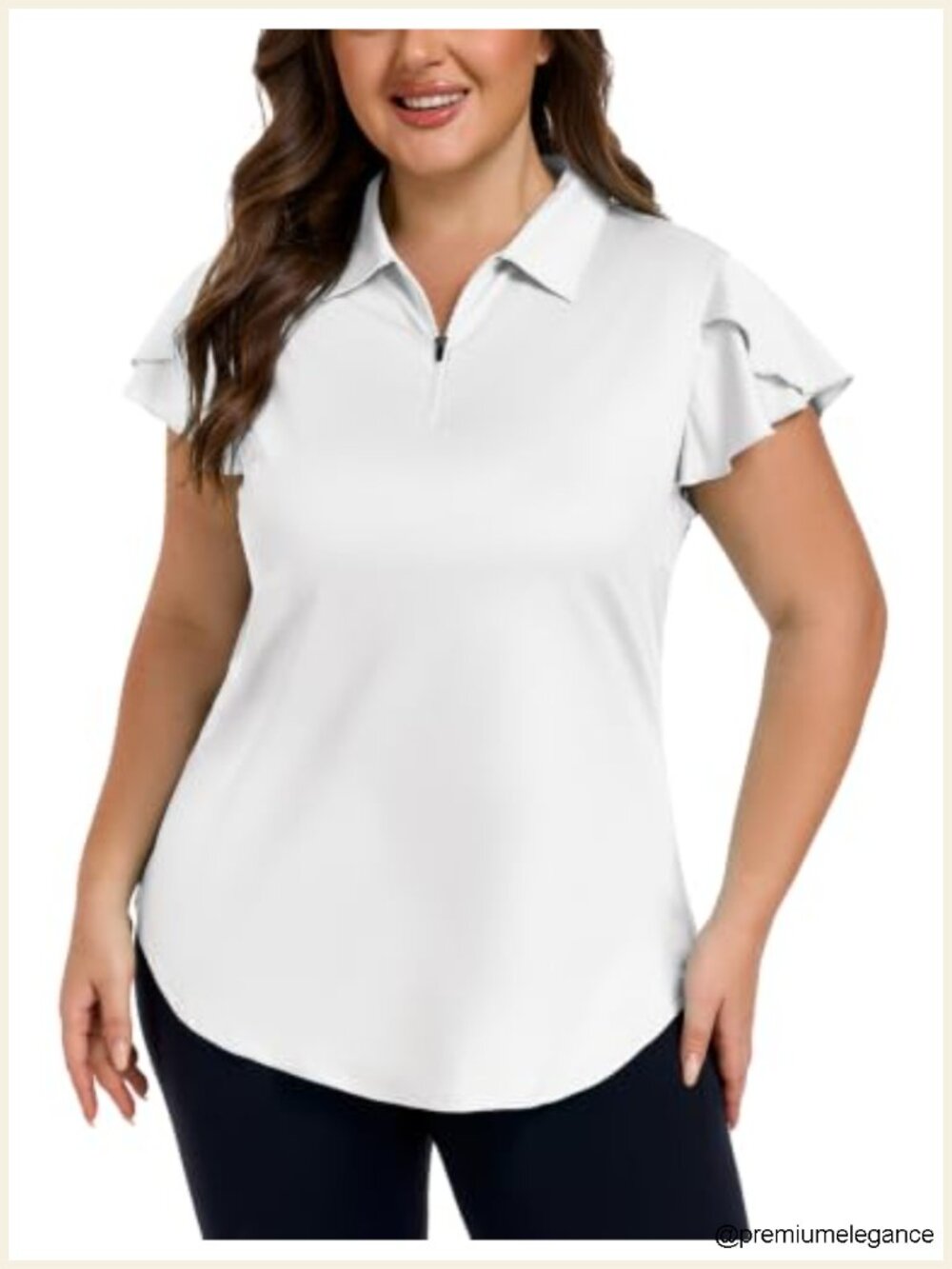 Plus Size Golf Polo Shirt Ruffle Short Sleeve Athletic Workout Top Collared